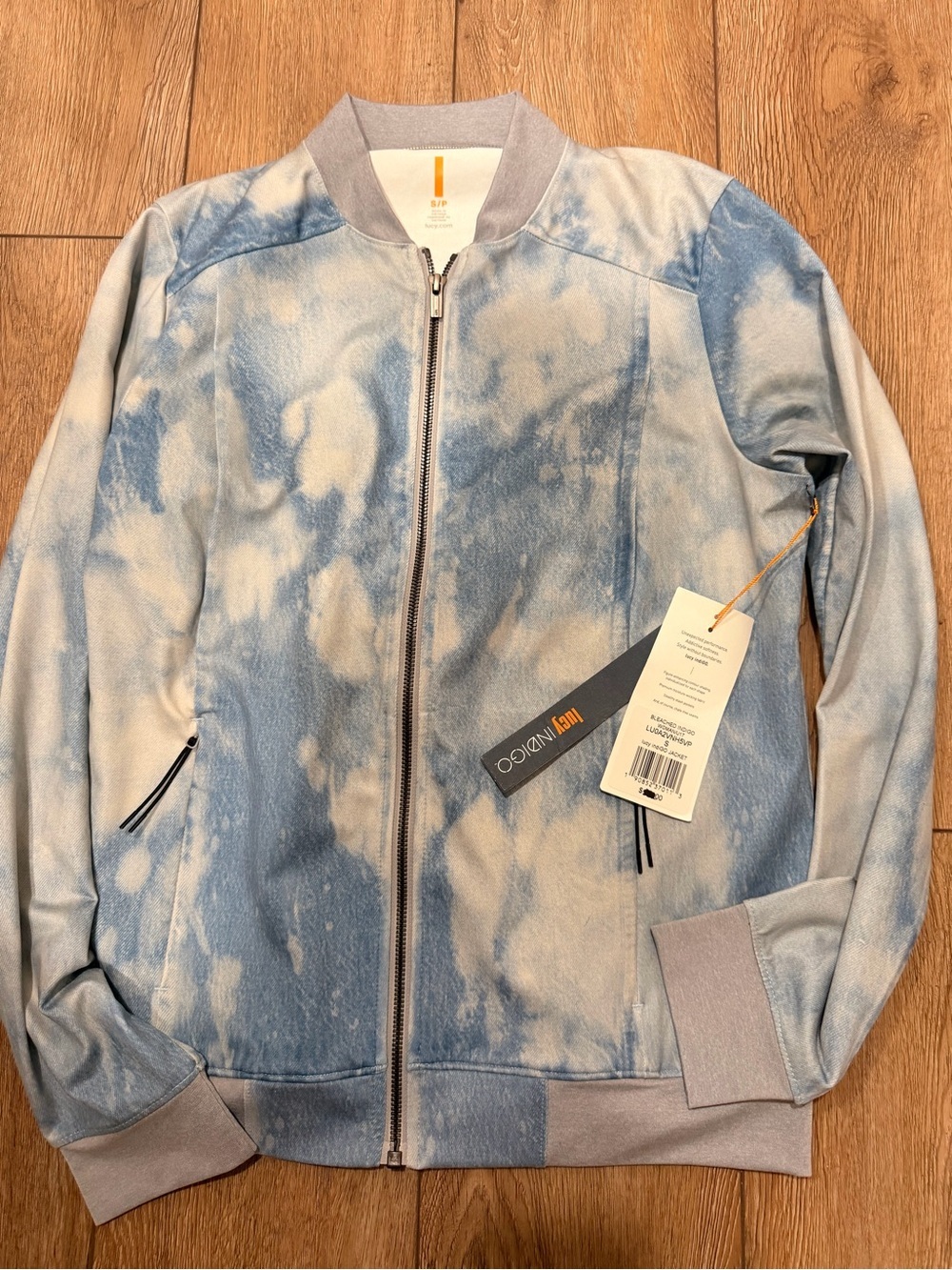 Lucy Indigo Blue & Cream Tie-Dye Bomber Jacket 0444